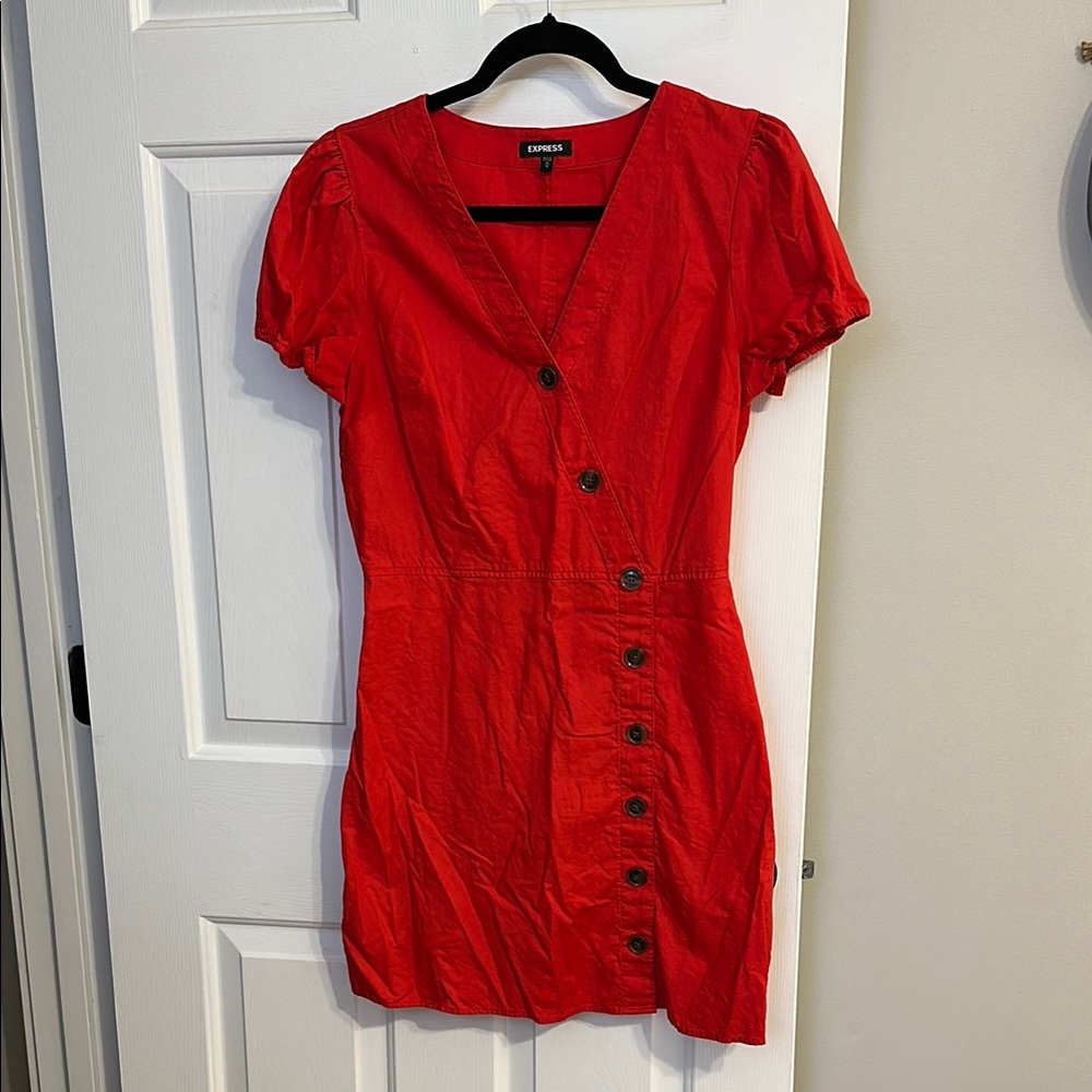 Express Red Button-Down Dress